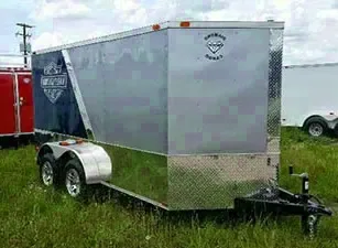 14ft Motorcycle Trailer Silver and Black Two Tone