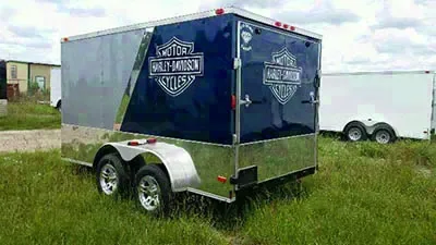 Two Tone Motorcycle Trailer 14ft V-Nose