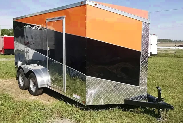 16ft Black and Orange Motorcycle Trailer