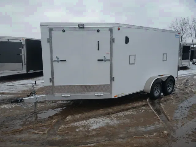 White TA 17ft Snowmobile Trailer