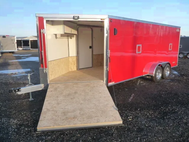 Red 23ft Aluminum Snowmobile Trailer