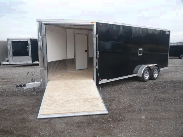 Black w/Stone Guard 23ft Snowmobile Trailer