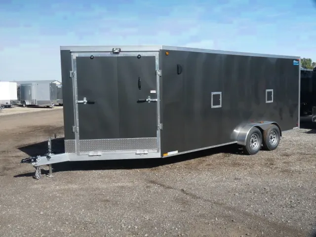 7 Foot Wide 23 ft Long Charcoal Snowmobile Trailer