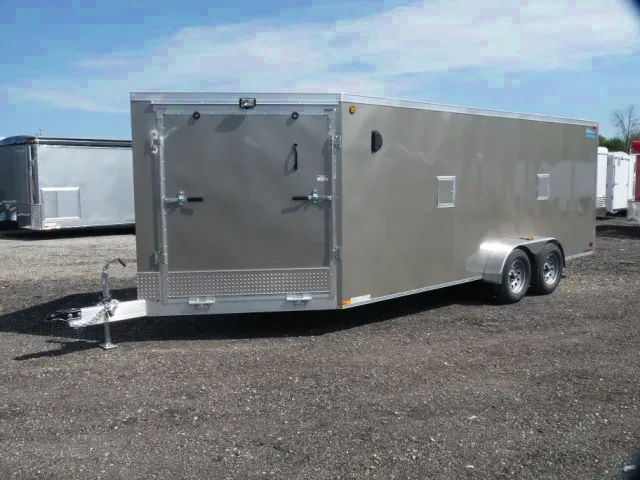 Gray  V-Nose 23ft Snowmobile Trailer