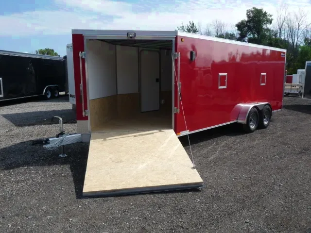 23ft Red V-Nose Snowmobile Trailer w/2 Ramps