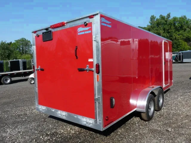 Red Enclosed Snowmobile Trailer 23ft