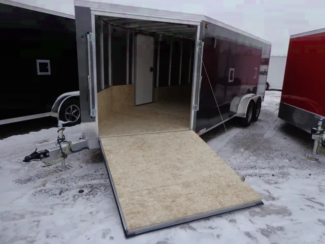 Charcoal 23FT Aluminum Enclosed Snowmobile Trailer