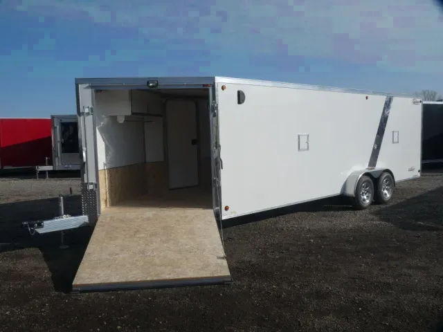 White Bumper Pull 27ft Snowmobile Trailer