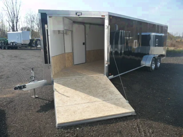Black 27 ft Enclosed Snowmobile Trailer