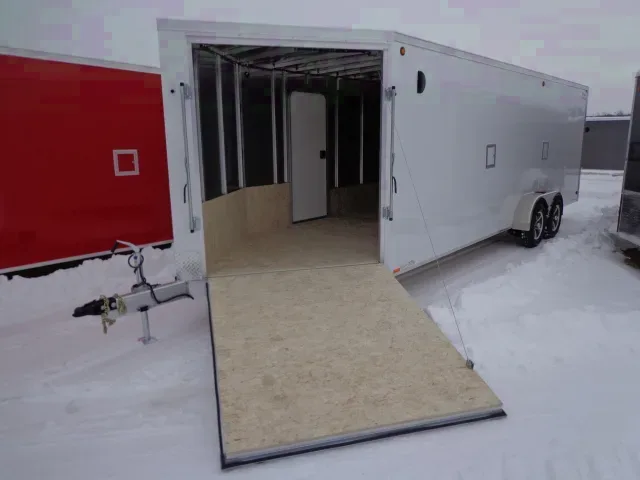 White Bumper Pull 27ft Snowmobile Trailer