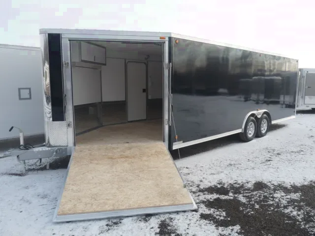 Black 26ft Snowmobile Combo Trailer