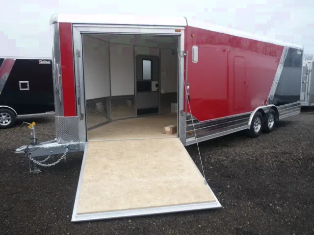 26ft  Red and Black Two Tone Snowmobile Combo Trailer