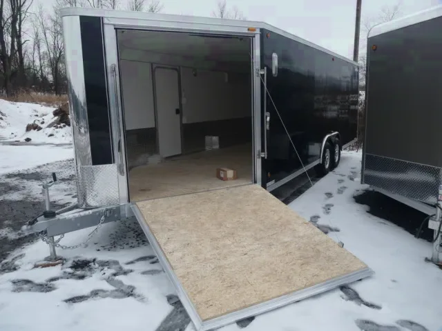 Black w/White Interior 28ft Snowmobile Trailer