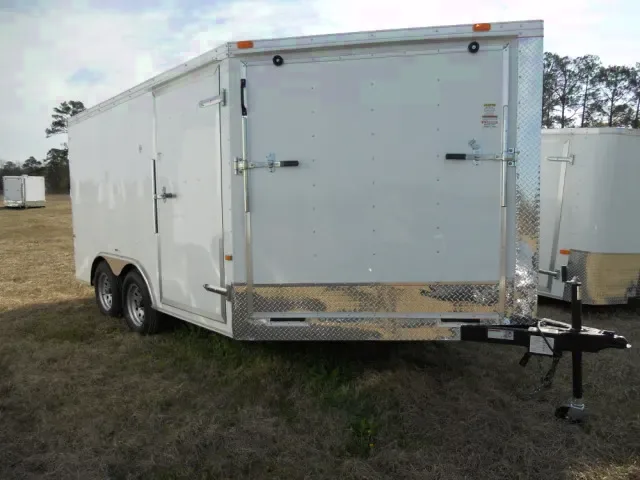 18ft Snowmobile Trailer White TA V-Nose w/Ramp