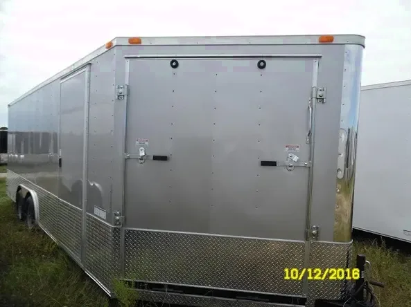 24ft Silver V-nose Snowmobile Trailer