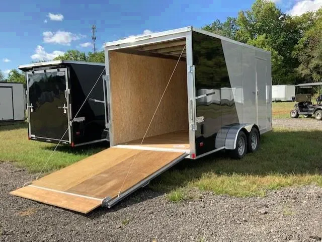 20ft Snowmobile Trailer Two Tone Silver and Black
