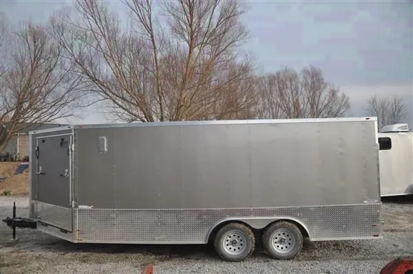18ft GRAY SNOWMOBILE TRAILER W/PLYWOOD INTERIOR