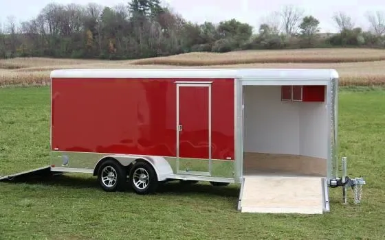 16FT ALUMINUM RED SNOWMOBILE TRAILER