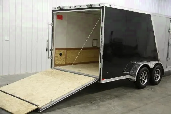 SILVER AND BLACK 23FT SNOWMOBILE HAULER