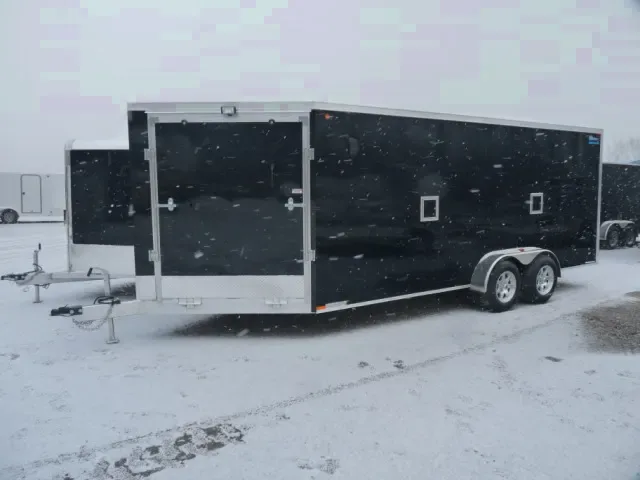 23FT BLACK SNOWMOBILE TRAILER W/WHITE WALLS