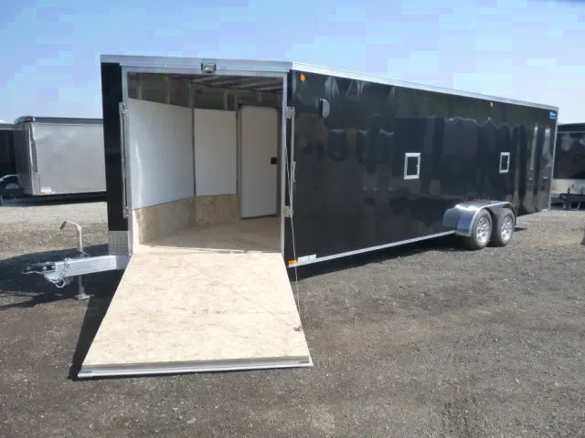 BLACK 29FT SNOWMOBILE TRAILER 2-3500LB AXLES AND BRAKES