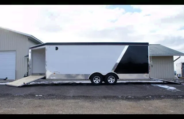 24FT WHITE AND BLACK TA SNOWMOBILE TRAILER