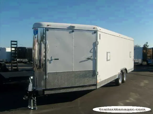 26ft White Snowmobile Trailer w/2 Ramps