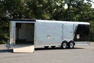 TWO TONE BLACK AND SILVER 28FT SNOWMOBILE TRAILER