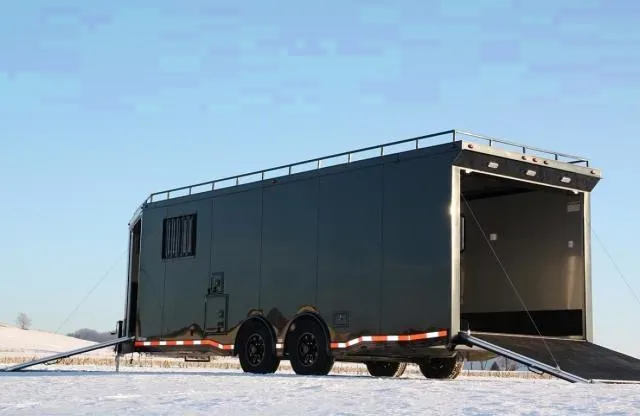28ft Beautiful Black Combo Snowmobile Trailer