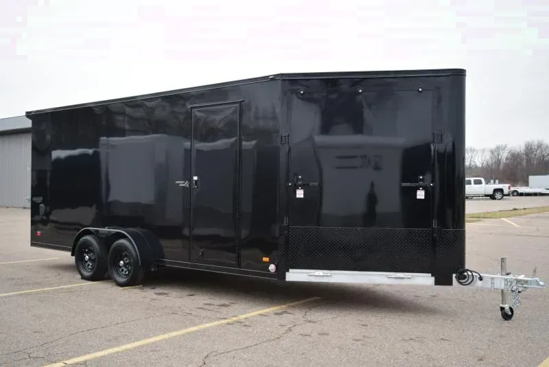 BRAVO 7x18'+5' **MIDNIGHT EDITION** SILVER STAR ALUMINUM SNOWMOBILE/UTV TRAILER