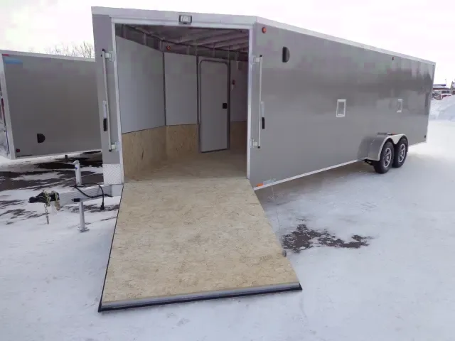 29FT Snowmobile Trailer, Pewter, White Walls