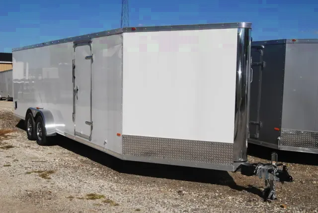 White 17ft Aluminum Snowmobile Trailer w/Kickplate