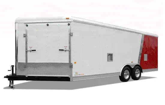28ft White and Red Snowmobile/Combination Trailer