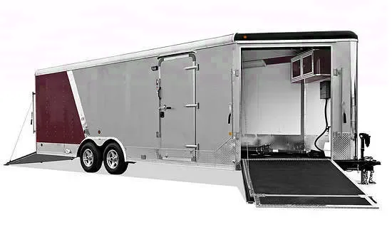 Red and Silver 28ft Multi Purpose Snowmobile/Combination Trailer
