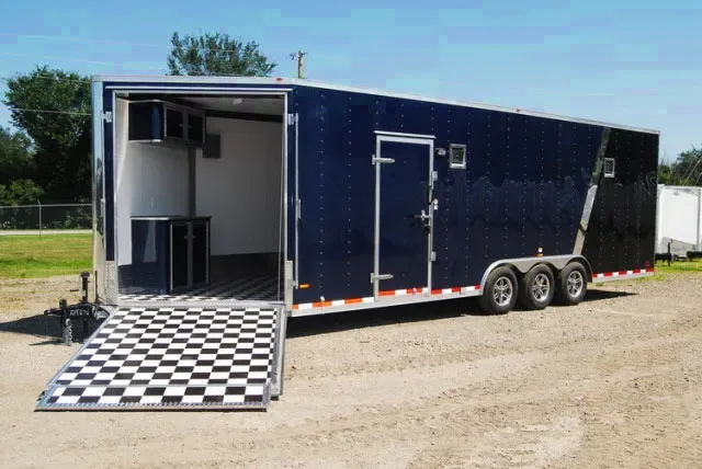 Blue and Black 30ft  Snowmobile Trailer