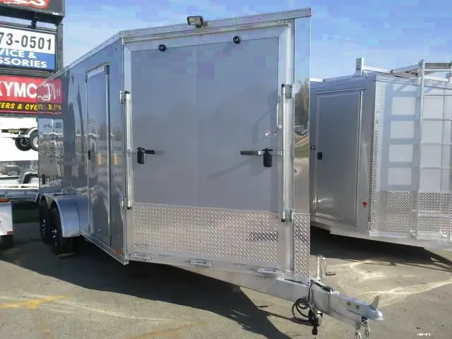 16FT SILVER ENCLOSED ALUMINUM SLED TRAILER