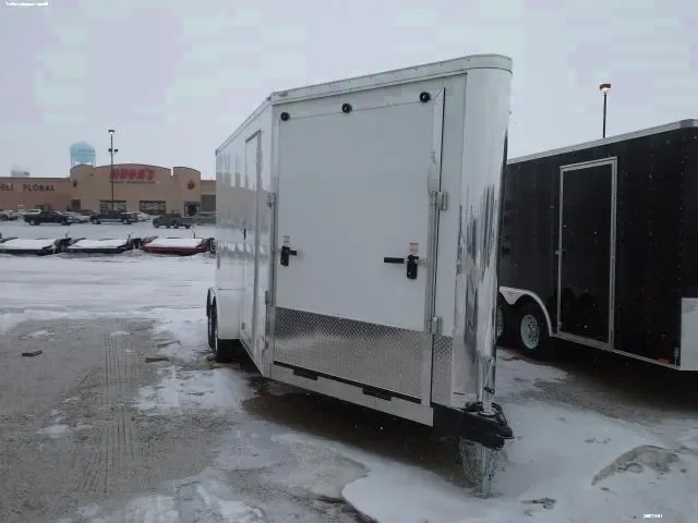 16ft Bumper Pull White Enclosed Sled Trailer