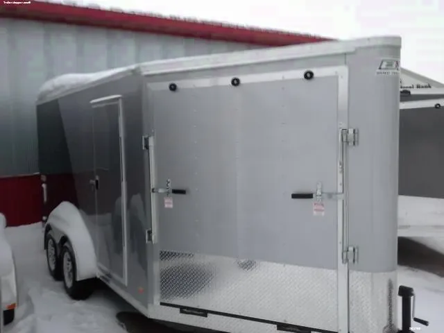 16ft Charcoal and Silver Enclosed Snowmobile Trailer