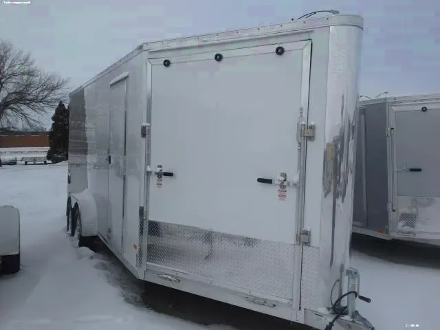 WHITE 18FT ENCLOSED ALUMINUM SNOWMOBILE