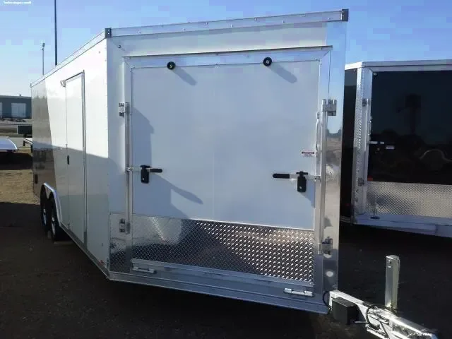 White and Pewter 18FT Aluminum Snowmobile Trailer
