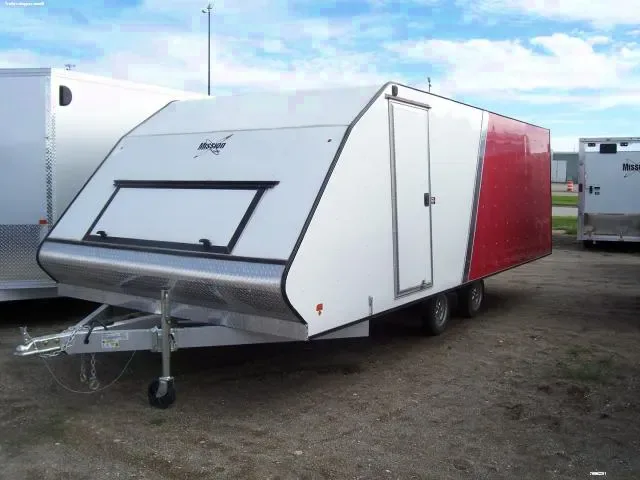 20ft Red and White 4 Place Aluminum Snowmobile Trailer