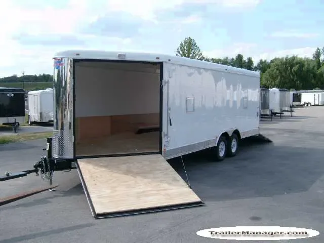 24FT WHITE COMBO SNOWMOBILE/AUTO TRAILER