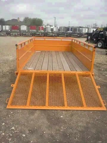 Orange Single Axle Pressure Treated Deck 12ft Utility Trailer