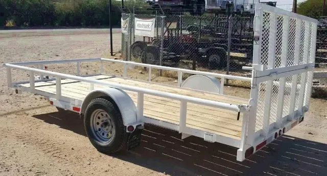 White 14ft SA Utility Trailer w/Tag Bracket
