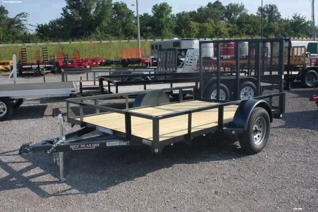 10ft Utility Trailer Black with Wood Deck