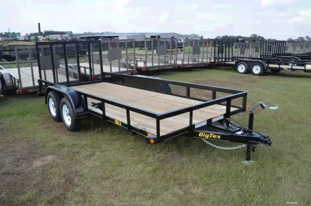 Black Steel Frame with Wood Deck Tandem Axle  14ft  Utility Trailer