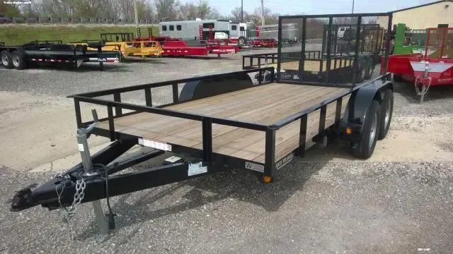 14ft Utility Trailer Black with Wood Deck