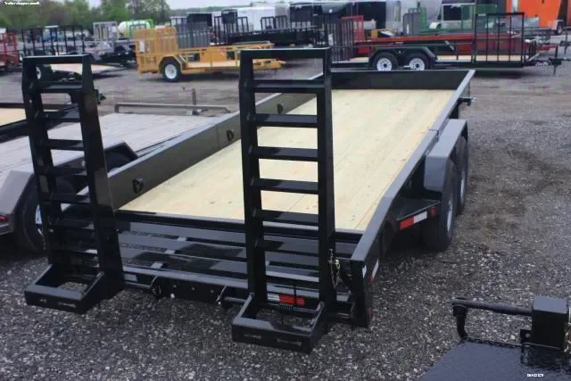 20FT EQUIPMENT TRAILER- BLACK STAND UP RAMPS
