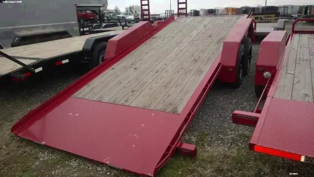18+4ft Tilt Utility Trailer Red Frame with Wood Decking