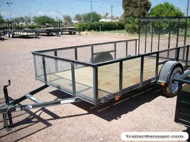 12ft Single Axle Black Steel Frame Utility Trailer w/High Sides